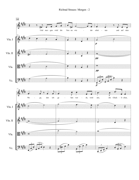 Morgen Op 27 For Voice And String Quartet E Major Page 2