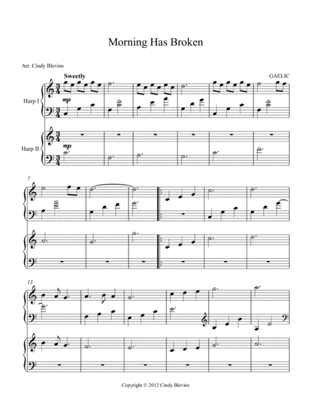 Morning Has Broken Arranged For Harp Duet Page 2