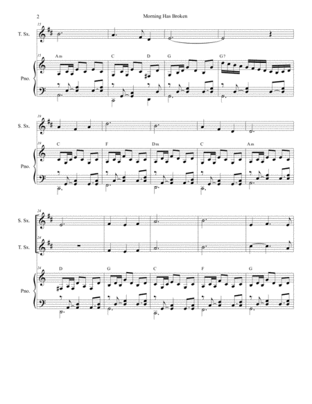 Morning Has Broken Duet For Soprano And Tenor Saxophone Page 2