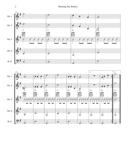 Morning Has Broken For Guitar Quartet Page 2