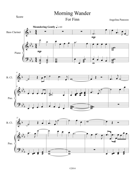 Morning Wander For Solo Bass Clarinet And Piano Page 2