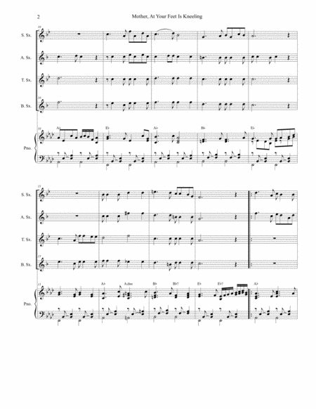 Mother At Your Feet Is Kneeling For Saxophone Quartet And Piano Page 2