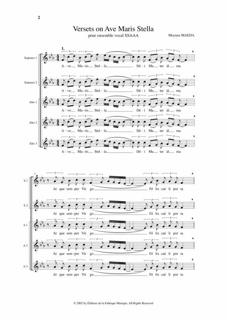 Moyuru Maeda Versets On Ave Maris Stella For Ssaaa Treble Chorus Page 2