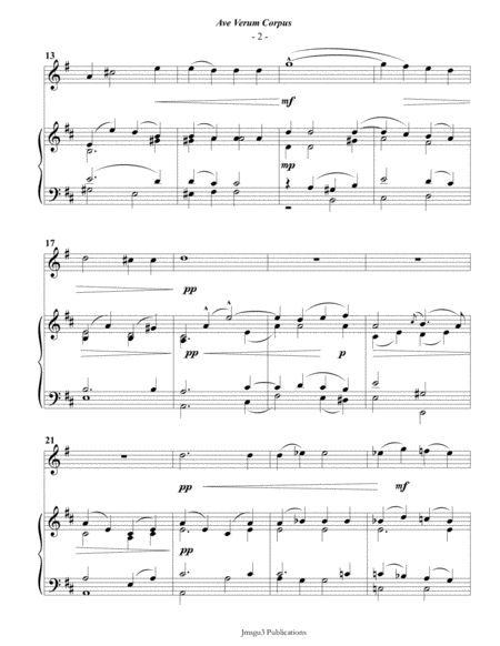 Mozart Ave Verum Corpus For Alto Flute Piano Page 2