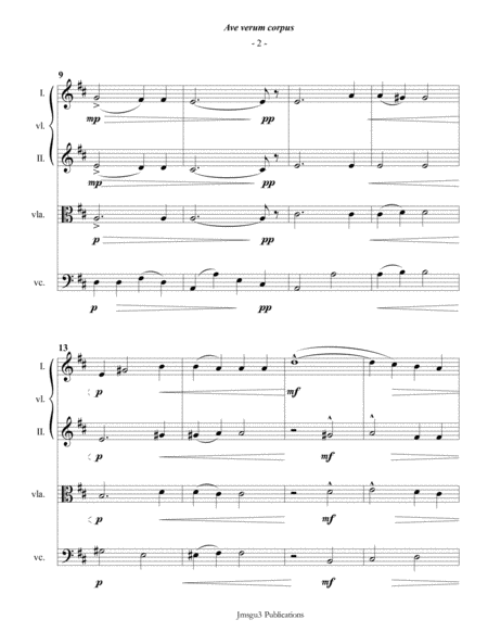 Mozart Ave Verum Corpus For String Quartet Page 2