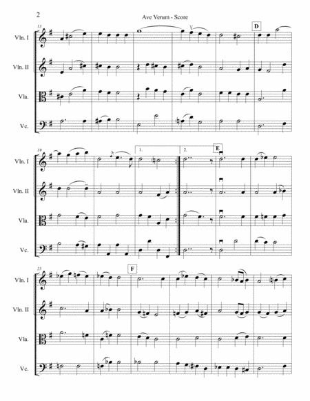 Mozart Ave Verum For String Quartet Page 2