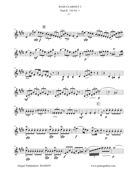 Mozart Duet K 156 No 1 For Bass Clarinet Duo Page 2