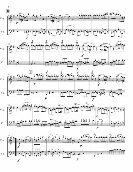 Mozart Eine Kleine Nachtmusik Arranged For Violin Cello Duet Score Only Page 2