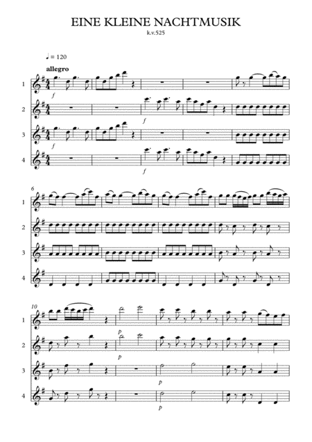 Mozart Eine Kleine Nachtmusik For 4 Flutes Page 2