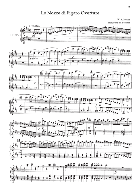 Mozart Le Nozze Di Figaro Overture For Piano Duet 1 Piano 4 Hands Pm801 Page 2