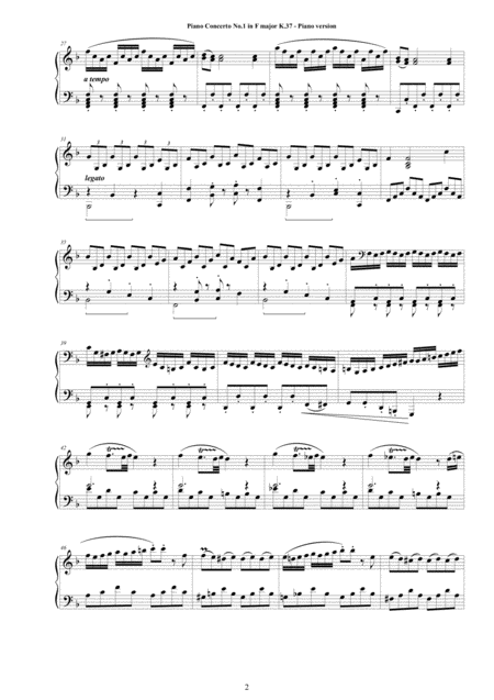 Mozart Piano Concerto No 1 In F Major K 37 For Piano Version Page 2