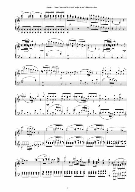Mozart Piano Concerto No 21 In C Major K 467 Version For Piano Solo Page 2