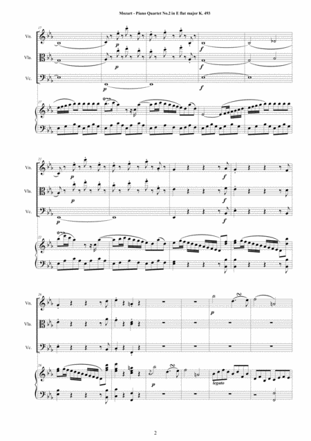 Mozart Piano Quartet No 2 In E Flat K 493 For Violin Viola Cello And Piano Score And Parts Page 2