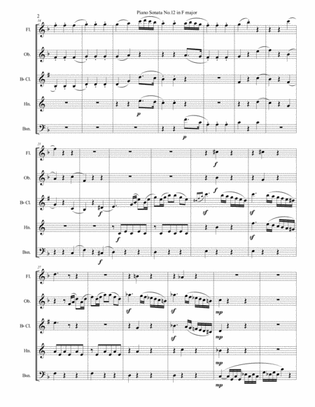 Mozart Piano Sonata No 12 In F Major K 332 1st Mov For Woodwind Quintet Page 2