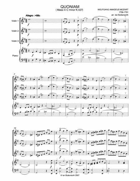 Mozart Quoniam Mass In C Minor K427 For Three Violins Piano Page 2