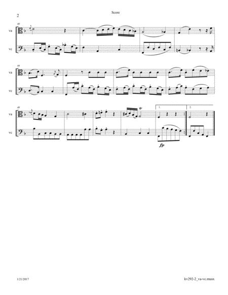 Mozart Sonata For Bassoon And Cello K 292 Mvt 2 Arranged For Viola And Cello Page 2