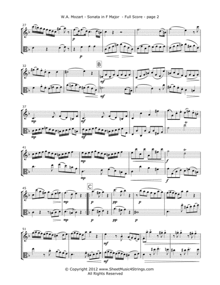 Mozart W Sonata In F Mvt 1 For Violin And Viola Page 2