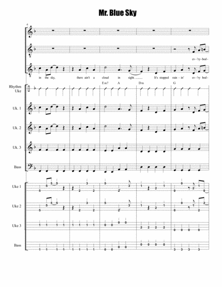 Mr Blue Sky Electric Light Orchestra Ukulele Ensemble 3 Part Vocals Opt Bass Page 2