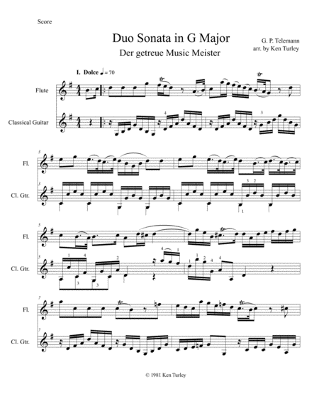 Music For Two Telemann Duo Sonata In G Major Page 2