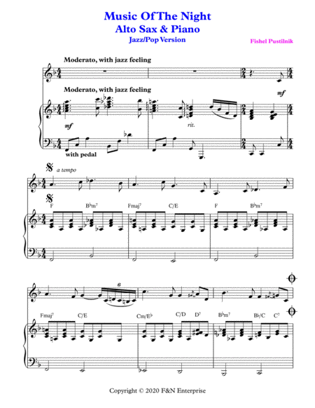 Music Of The Night For Alto Sax And Piano Video Page 2