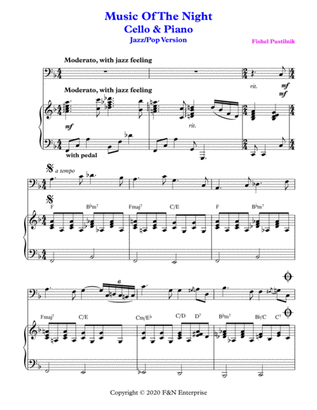 Music Of The Night For Cello And Piano Video Page 2