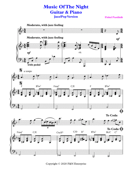 Music Of The Night For Guitar And Piano Video Page 2