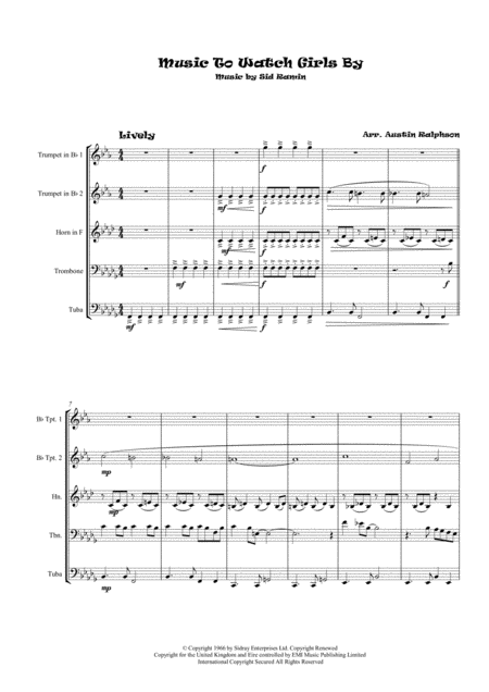 Music To Watch Girls By Brass Quintet Page 2