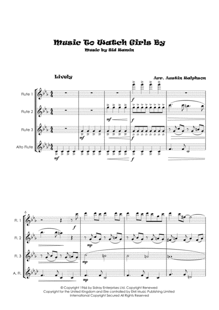 Music To Watch Girls By Flute Quartet Page 2