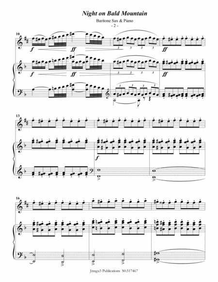 Mussorgsky Night On Bald Mountain For Baritone Sax Piano Page 2