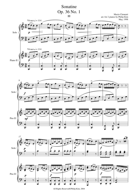 Muzio Clementi Sonatine Op 36 No 1 Third Movement For 2 Pianos Page 2