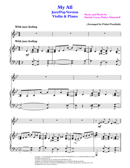 My All For Violin And Piano Video Page 2