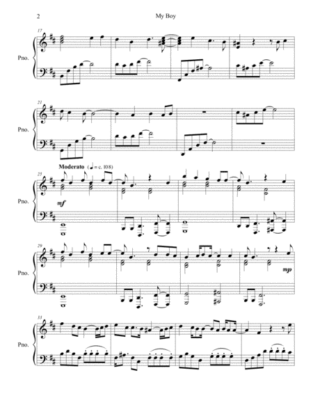 My Boy Piano Solo Page 2