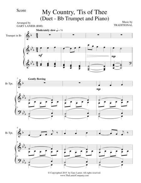 My Country Tis Of Thee Duet Bb Trumpet And Piano Score And Parts Page 2