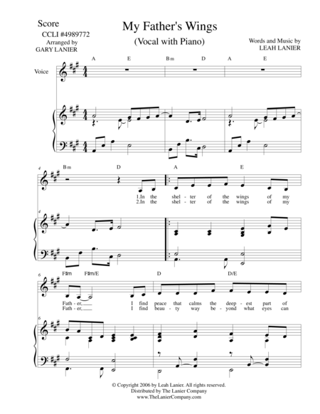 My Fathers Wings Vocal Piano Edition Page 2