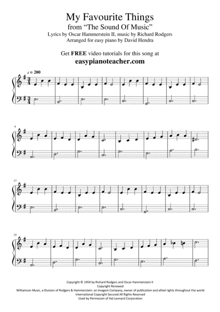 My Favorite Things From The Sound Of Music Very Easy Piano With Free Video Tutorials Page 2