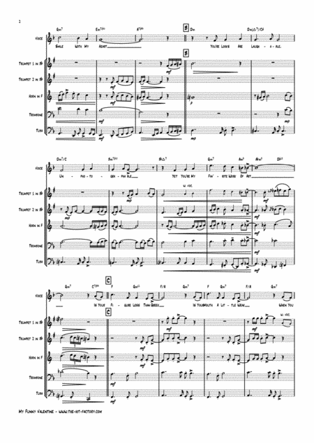 My Funny Valentine Jazz Ballad Brass Quintet Voice Arr Thomas H Graf Page 2