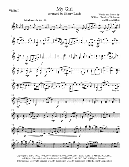 My Girl Violin Solo For Solo Violin Page 2