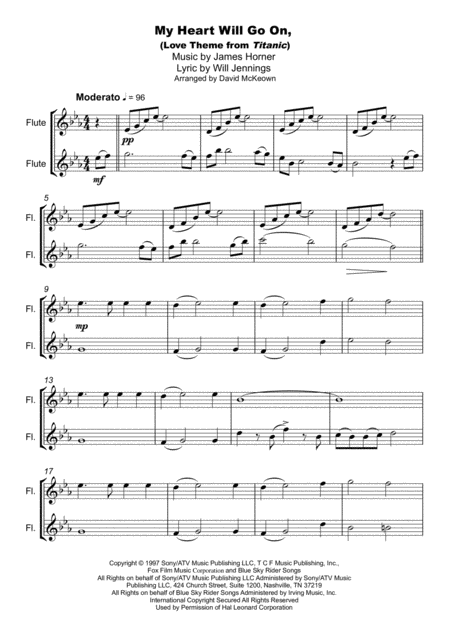 My Heart Will Go On Love Theme From Titanic Duet For Two Flutes Page 2