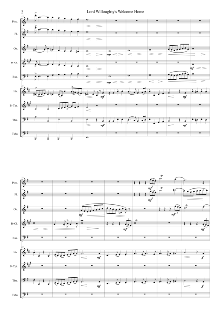 My Lord Willoughbys Welcome Home Woodwind And Brass Nonet Version Page 2