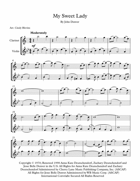 My Sweet Lady For Clarinet And Violin Page 2