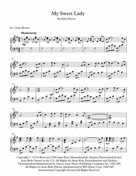 My Sweet Lady Harp Solo Page 2