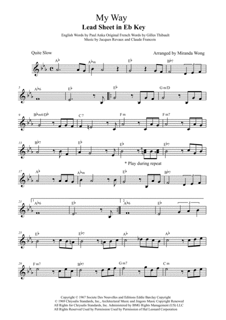 My Way Lead Sheet In F Key Saxophone Solo Page 2