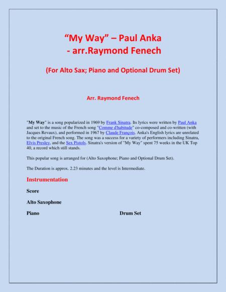 My Way Paul Anka Solo Alto Sax Piano And Drum Set Page 2