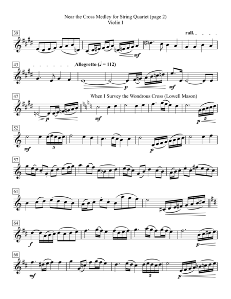 Near The Cross Medley For String Quartet Page 2