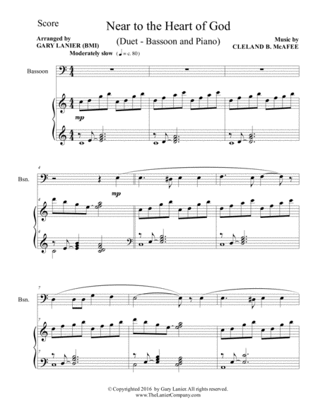 Near To The Heart Of God Duet Bassoon Piano With Score Part Page 2