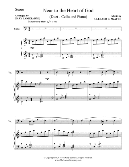 Near To The Heart Of God Duet Cello Piano With Score Part Page 2