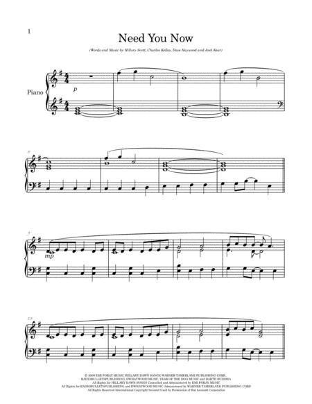 Need You Now Arranged For Easy Piano In G Major Page 2