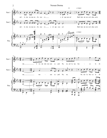 Nessun Dorma For 2 Part Choir Page 2