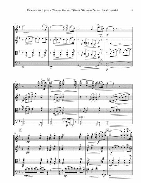 Nessun Dorma For String Quartet Score And Parts Page 2