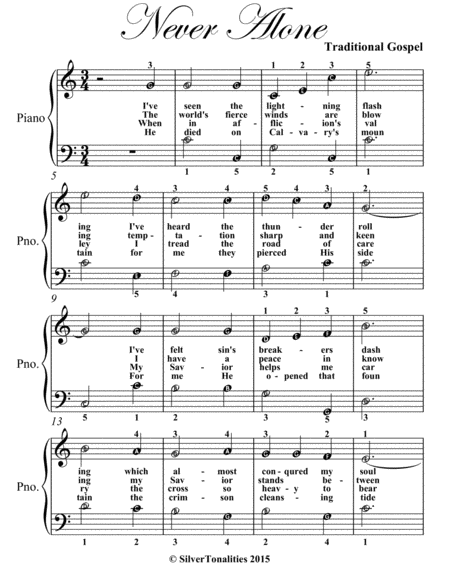 Never Alone Traditional Gospel Piano Sheet Music Page 2